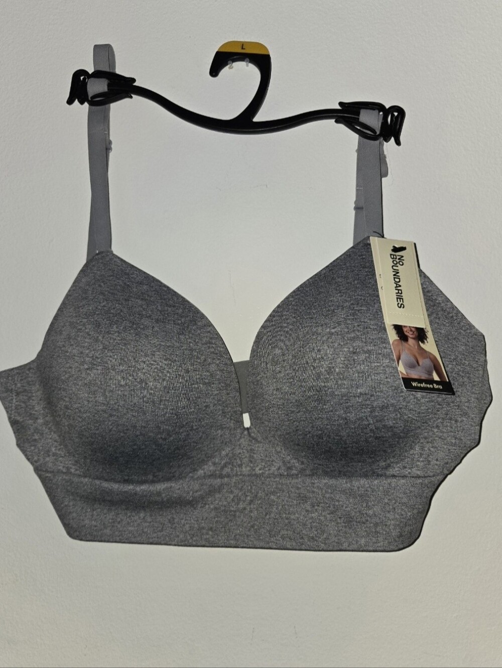 No Boundaries Large Wirefree Gray Bra Convertible Straps Seamless Pushup Bra